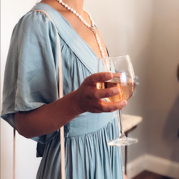 Last 1✨ Evie Blue Deep V Maxi Dress - Picture 4 of 8